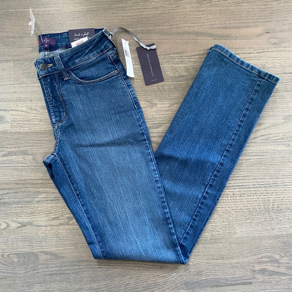 NYDJ Blue with jewel pockets sz 0 NWT